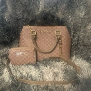 Bebe Tan Satchel and Wallet Set